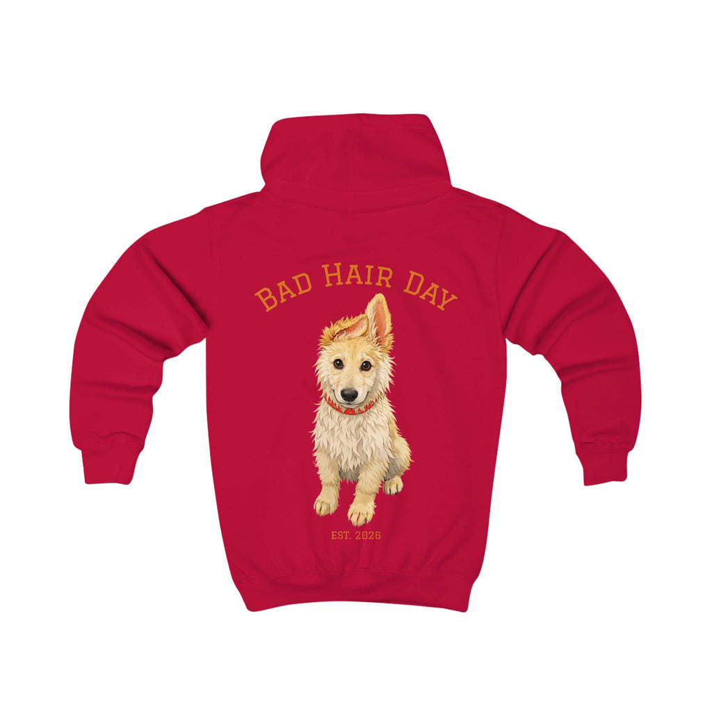 Bad Hair Day Puppy Kids Hoodie | Cute Dog Paw Chest Print