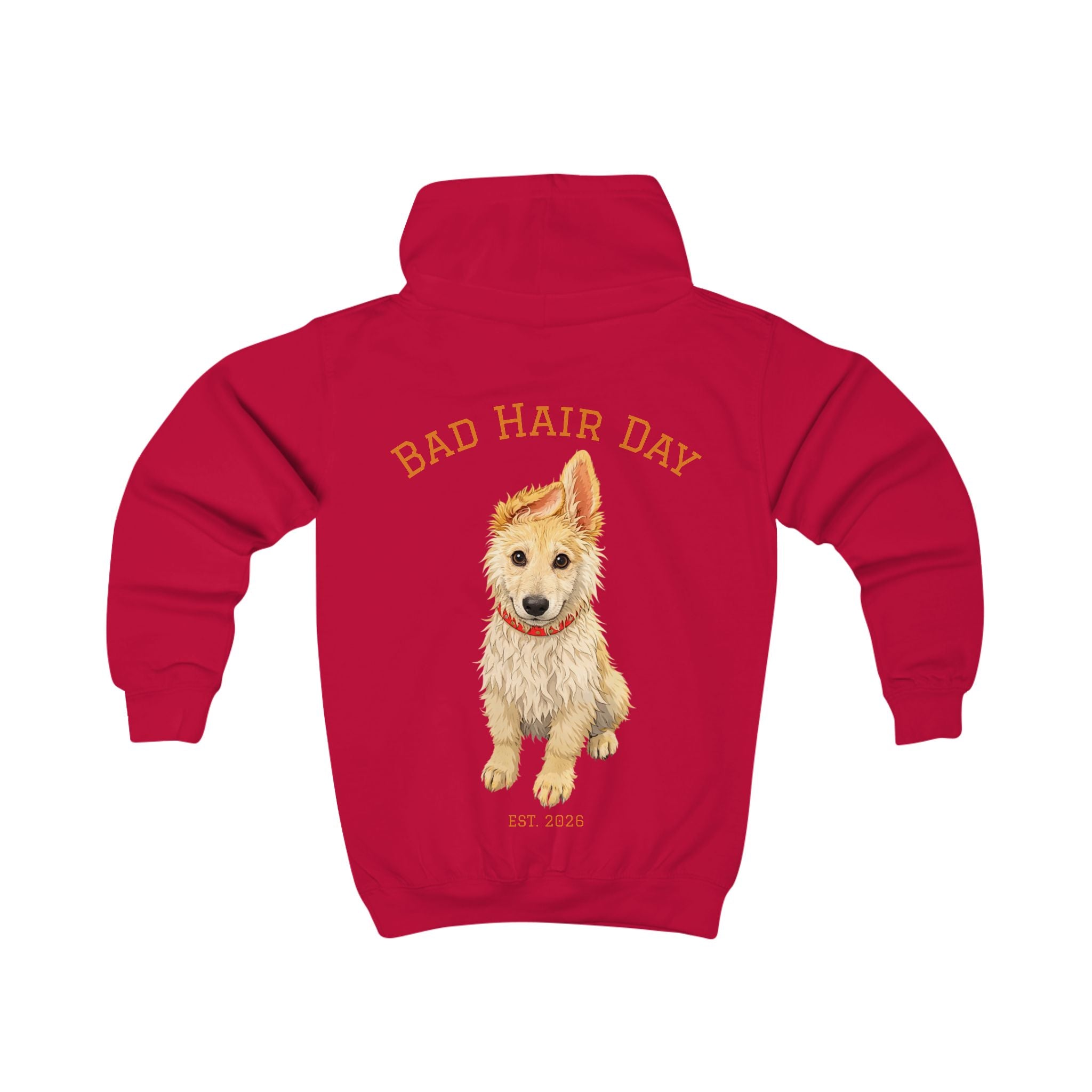 Bad Hair Day Puppy Kids Hoodie | Cute Dog Paw Chest Print