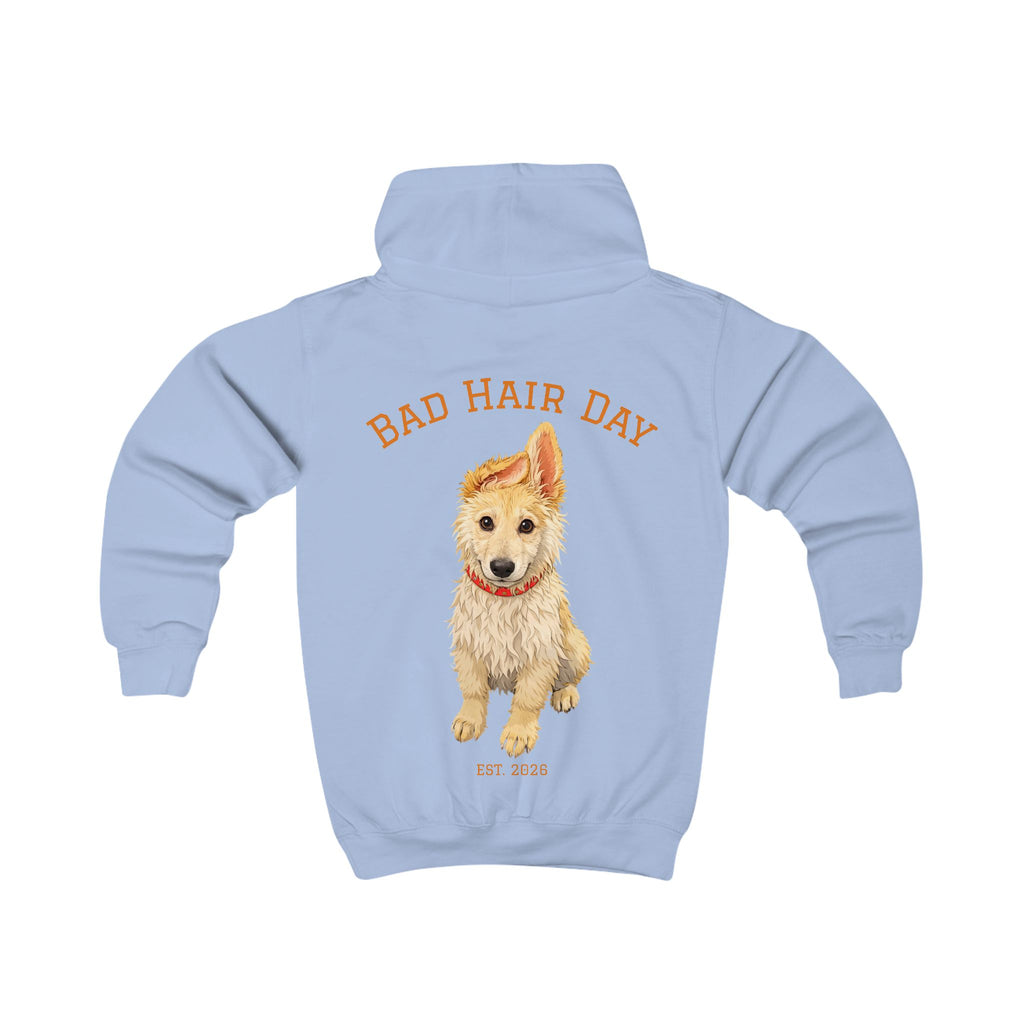Bad Hair Day Puppy Kids Hoodie | Cute Dog Paw Chest Print