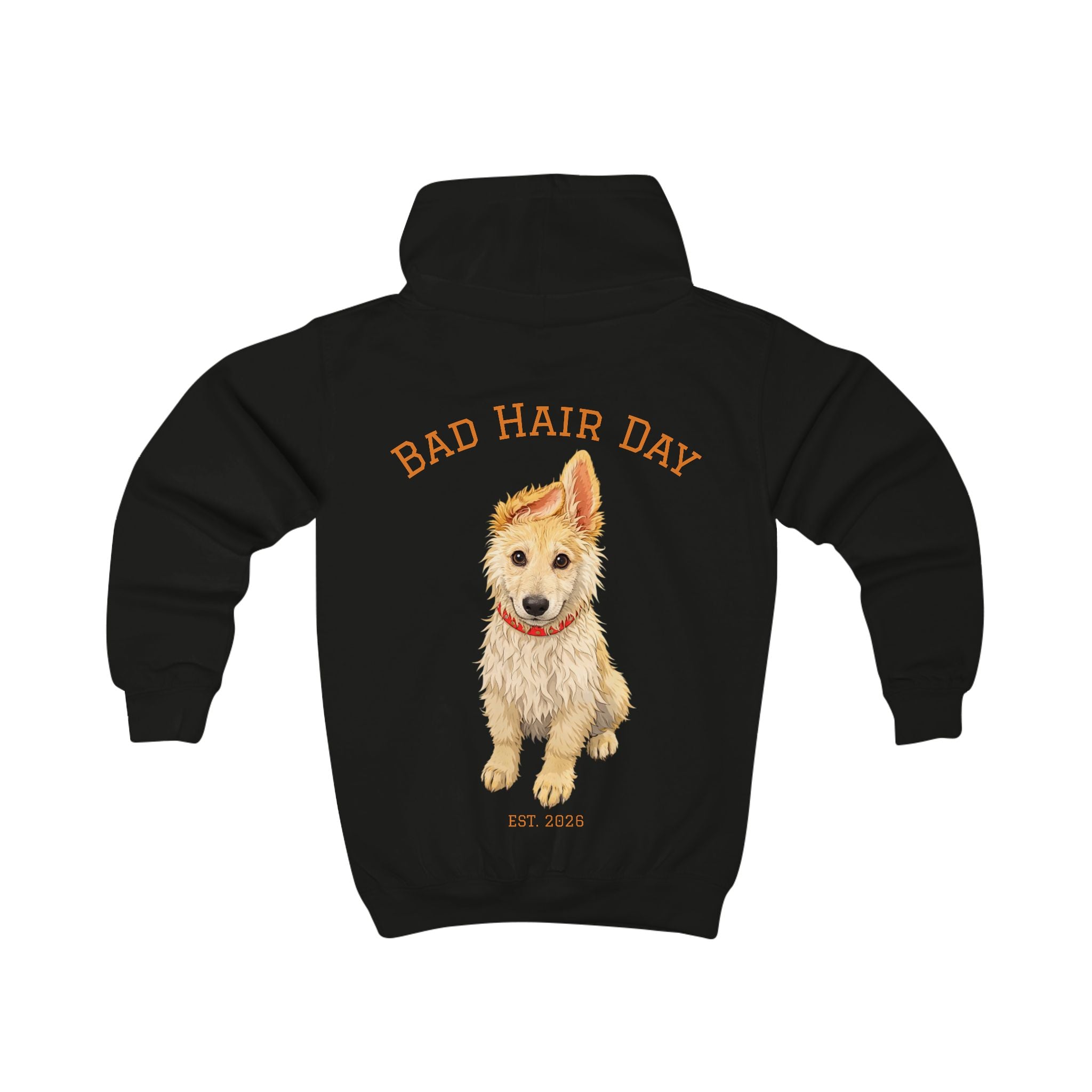 Bad Hair Day Puppy Kids Hoodie | Cute Dog Paw Chest Print