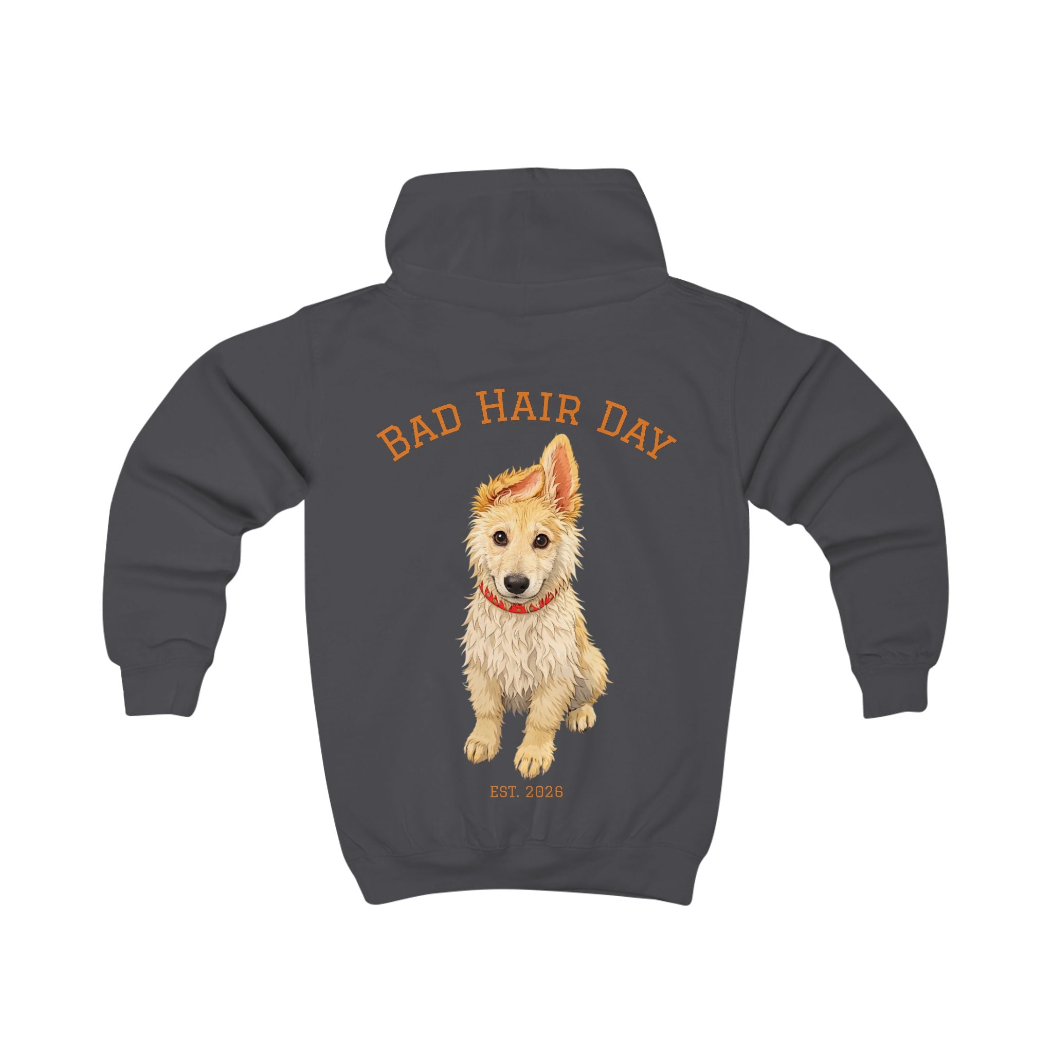 Bad Hair Day Puppy Kids Hoodie | Cute Dog Paw Chest Print