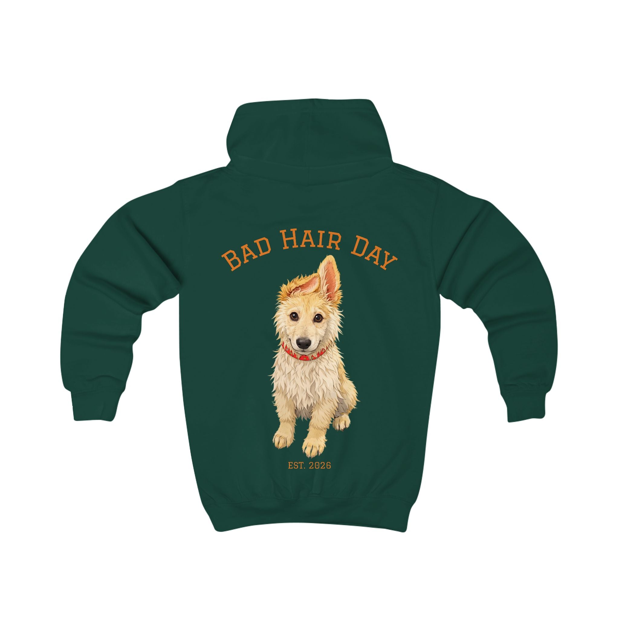 Bad Hair Day Puppy Kids Hoodie | Cute Dog Paw Chest Print