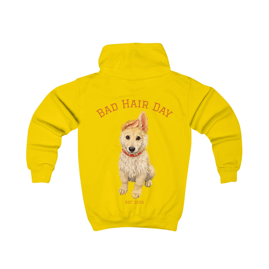 Bad Hair Day Puppy Kids Hoodie | Cute Dog Paw Chest Print