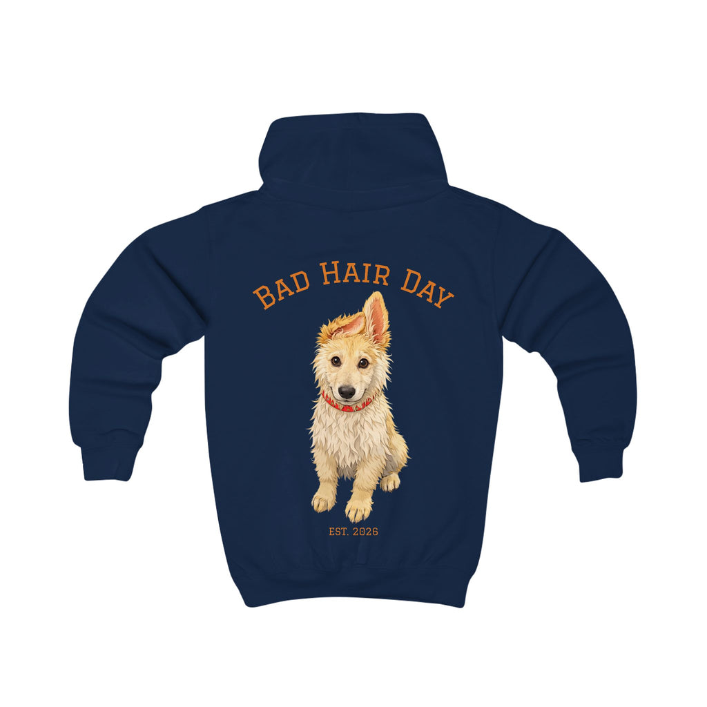 Bad Hair Day Puppy Kids Hoodie | Cute Dog Paw Chest Print