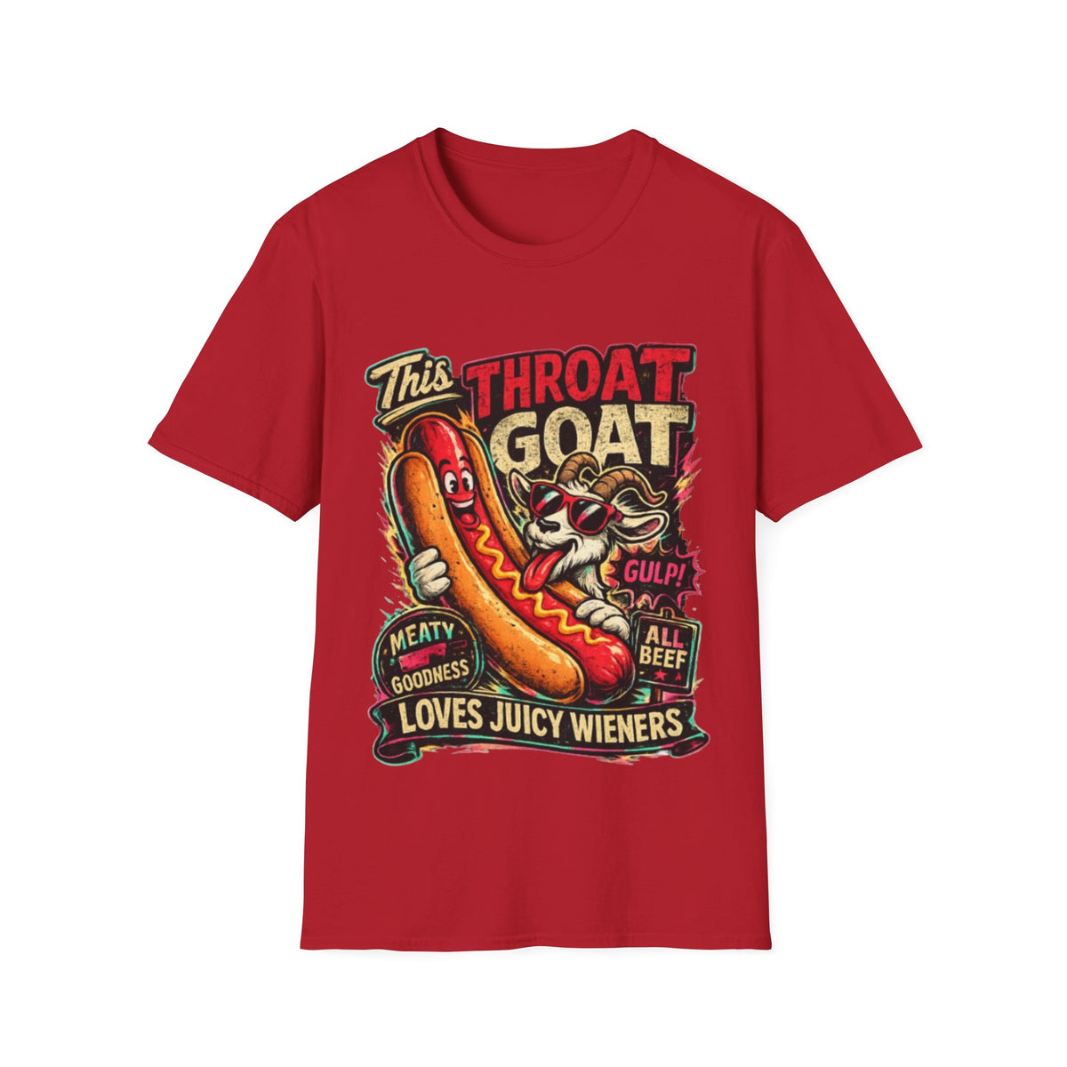 This Throat Goat Adult T-Shirt — Retro Hot Dog Graphic Tee