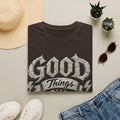 Adult T-Shirt — 'Good Things Take Time' Vintage Script Graphic Tee
