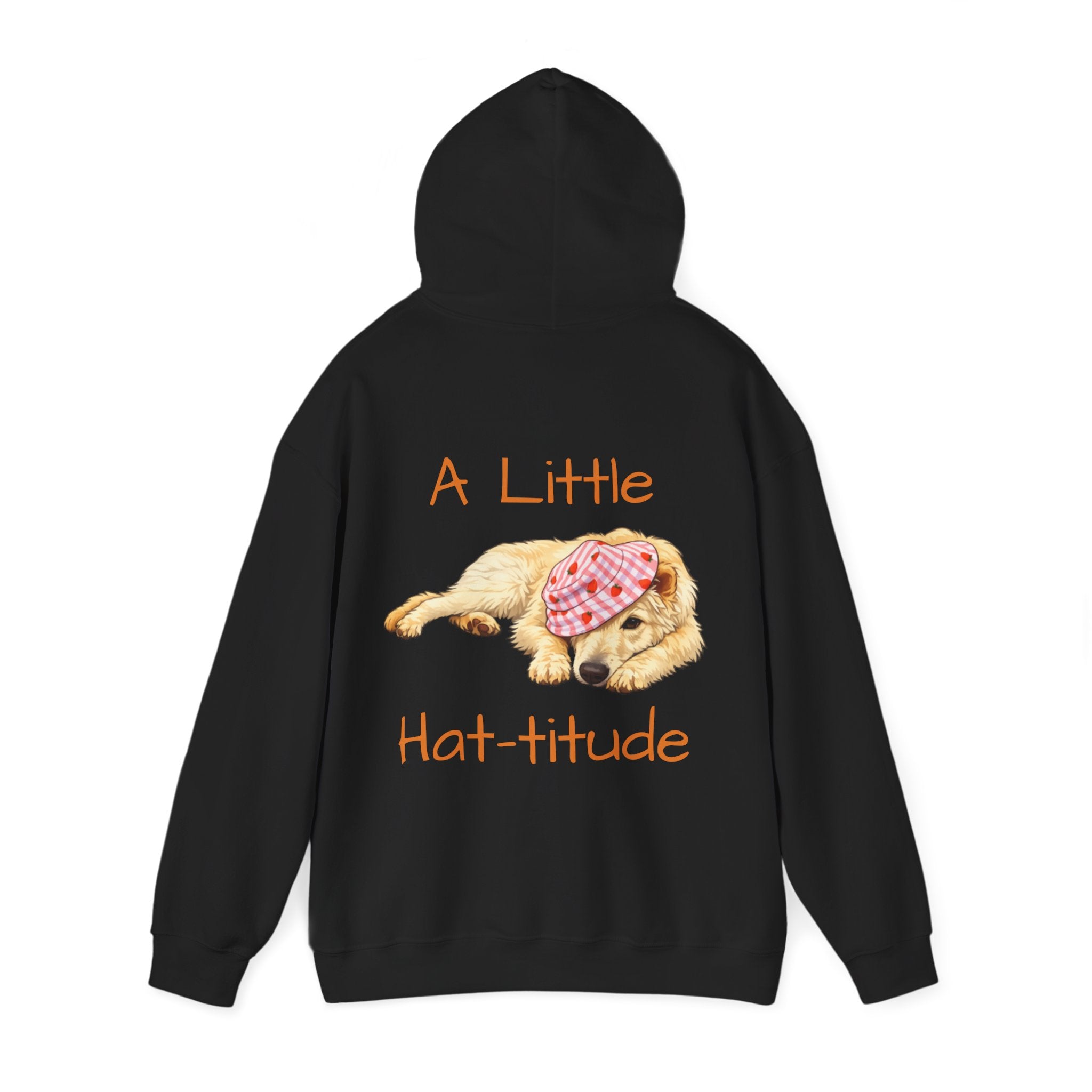 A Little Hat-Titude Puppy Illustration Adult Hoodie | Cute Dog Paw Chest Print