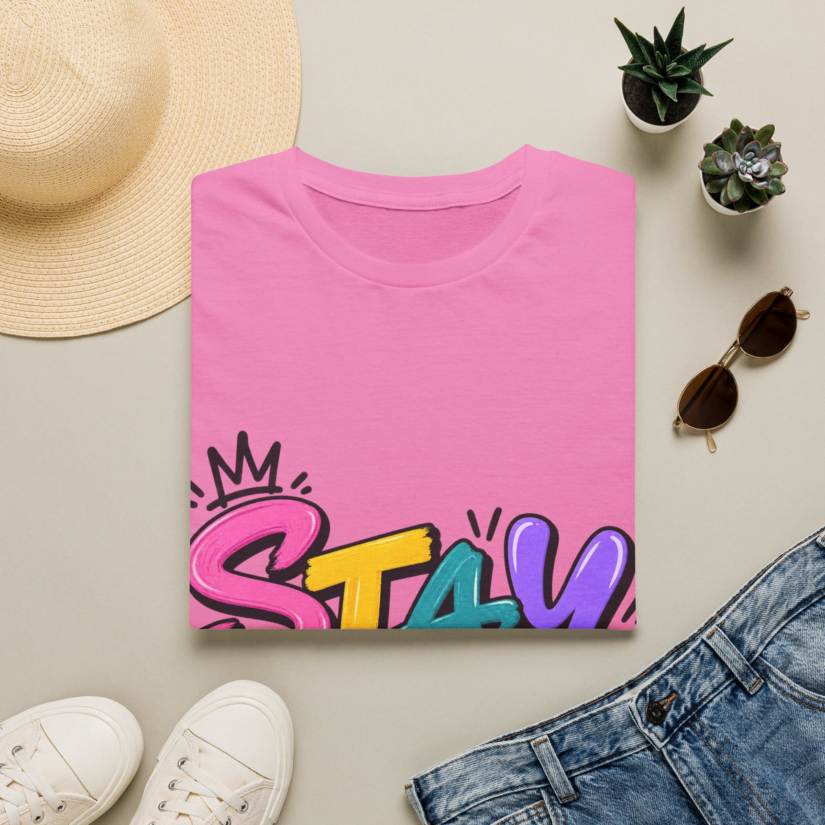 Stay Weird Adult T-Shirt — Colorful Graffiti Graphic Tee