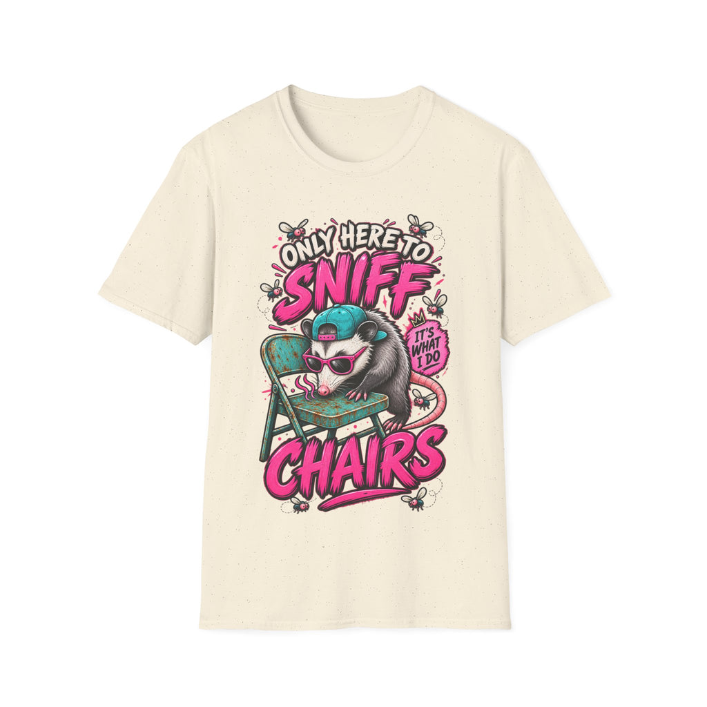 Adult T-Shirt — "Only Here to Sniff Chairs" Cute Ferret Graphic Tee