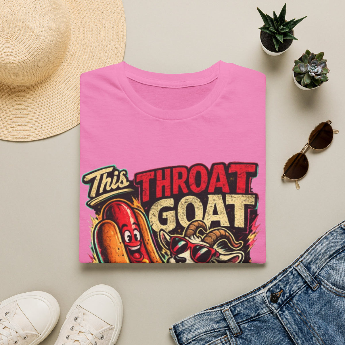 This Throat Goat Adult T-Shirt — Retro Hot Dog Graphic Tee