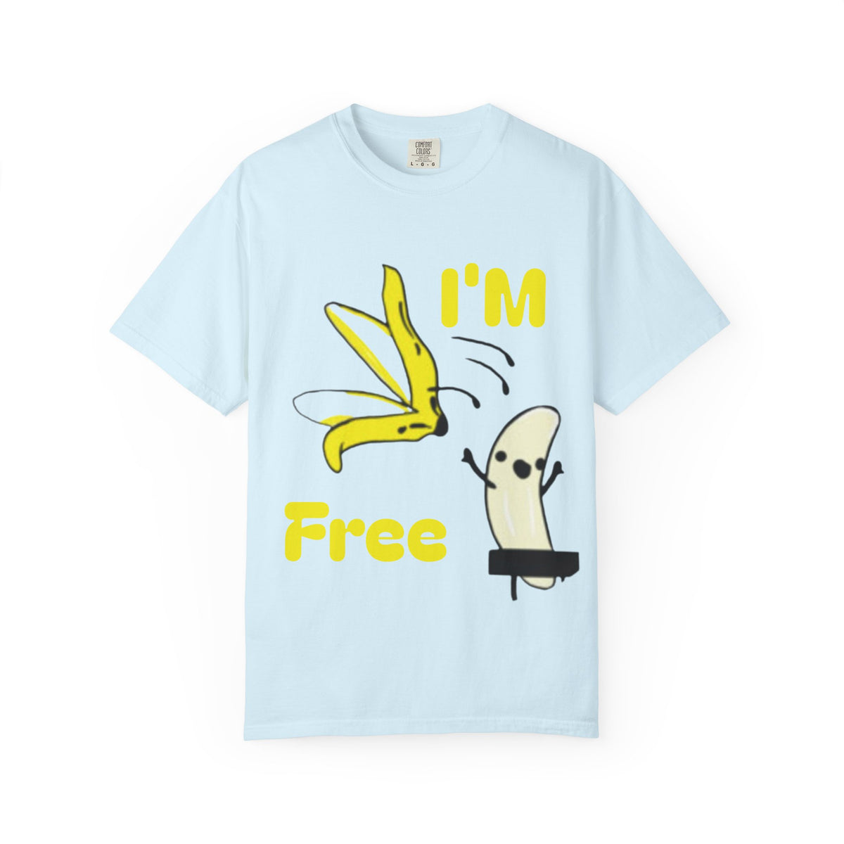 Banana Skateboard Adult T-Shirt — "I’m Free" Cute Skateboarding Banana Graphic Tee