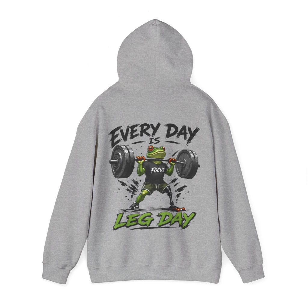 Adult Hoodie - "Every Day Is Leg Day" Frog Weightlifting Gym Hoodie