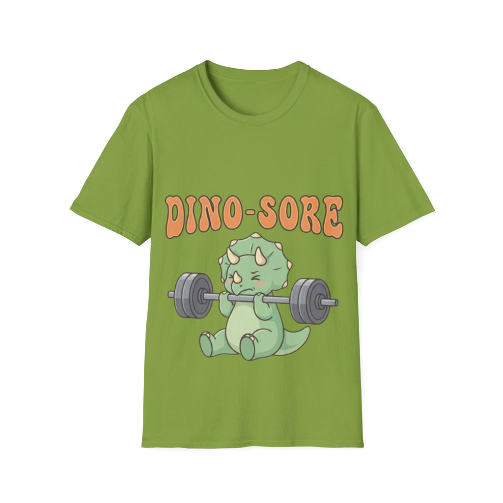 Dino-Sore Adult T-Shirt — Cute Workout Dinosaur Fitness Tee