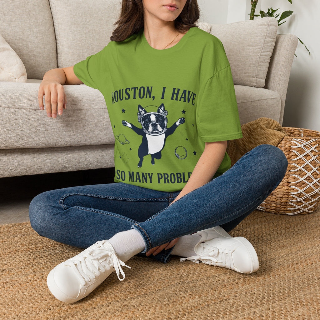 Adult T-Shirt — "Houston, I Have So Many Problems" Astronaut Dog Graphic Tee