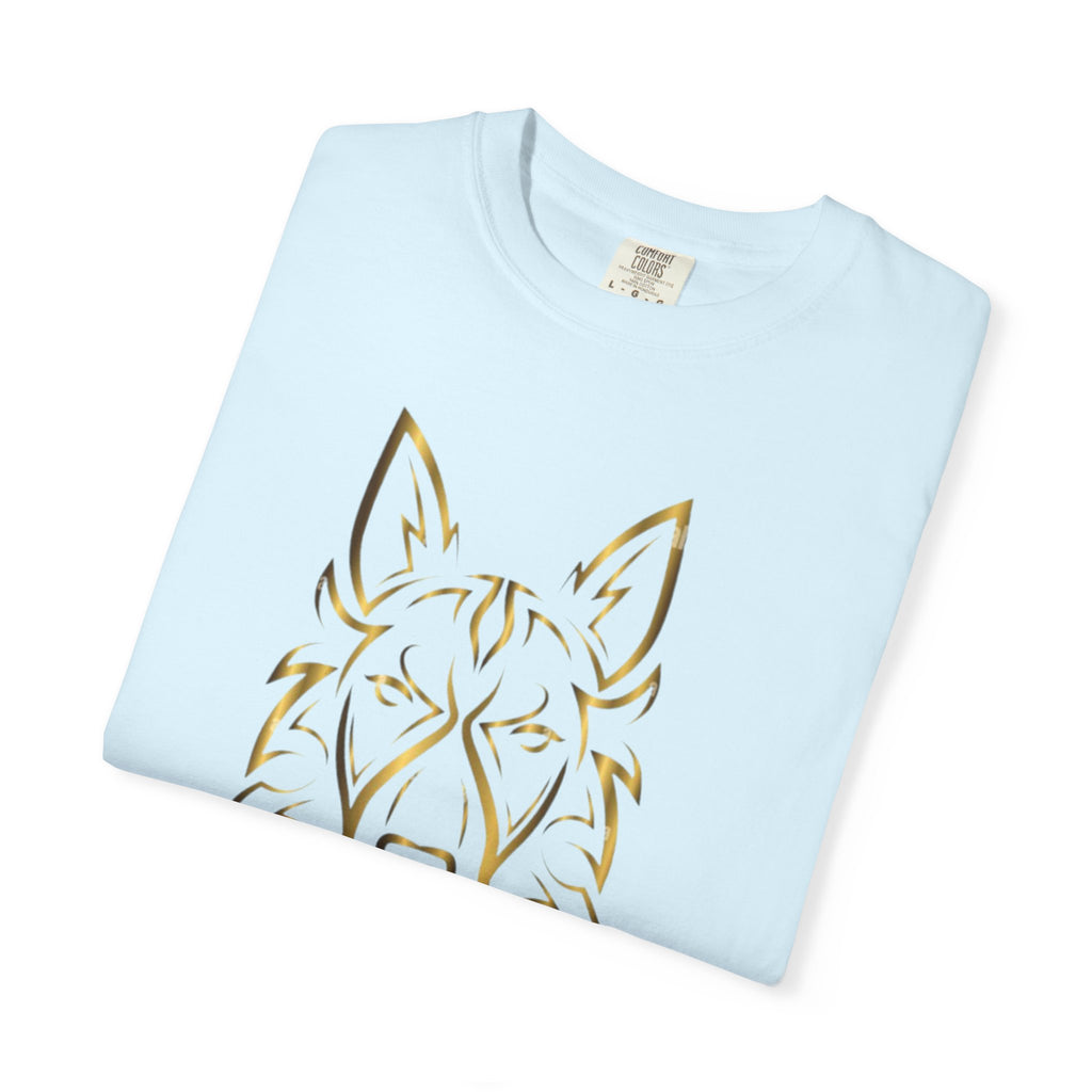The Angel Wolf Adult T-Shirt — Gold Line Art Graphic Tee