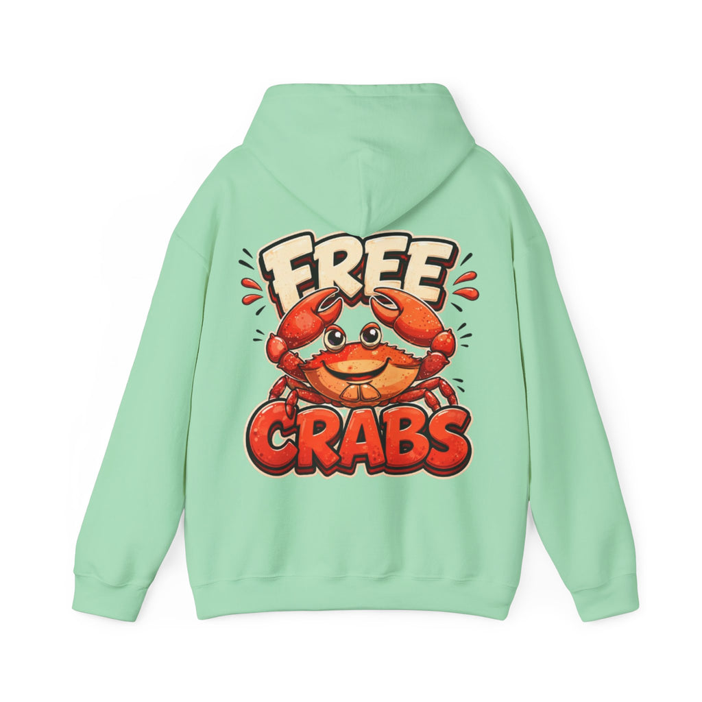 Adult Hoodie — Cute 'Free Crabs' Cartoon Crab Graphic Pullover