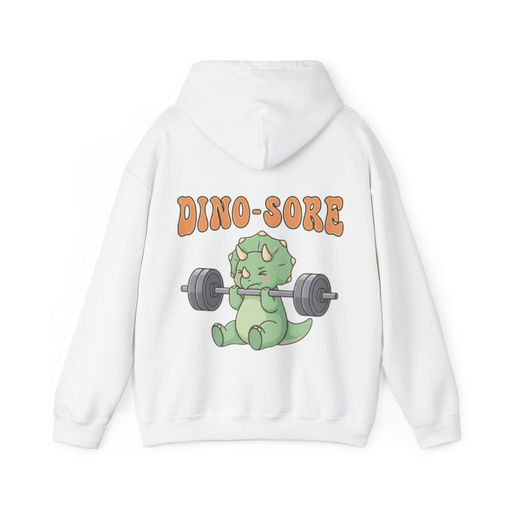 Dino-Sore Adult Hoodie — Cute Triceratops Weightlifting Sweatshirt