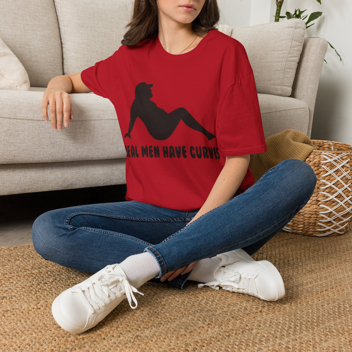 Curvy Silhouette Adult T-Shirt — "Real Men Have Curves" Graphic Tee