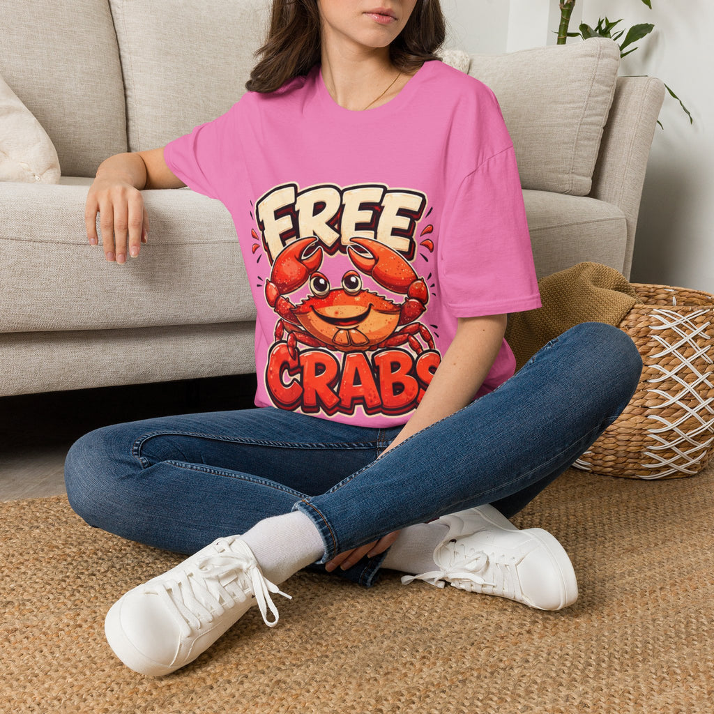 Free Crabs Adult T-Shirt — Funny Seafood Beach Graphic Tee