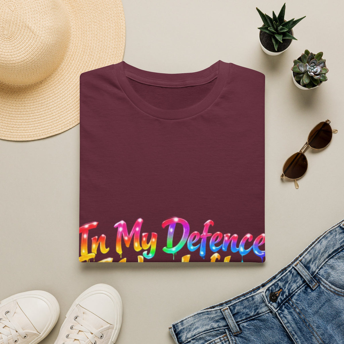 In My Defense I Was Left Unsupervised Adult T-Shirt – Funny Rainbow Casual Tee for Women & Men