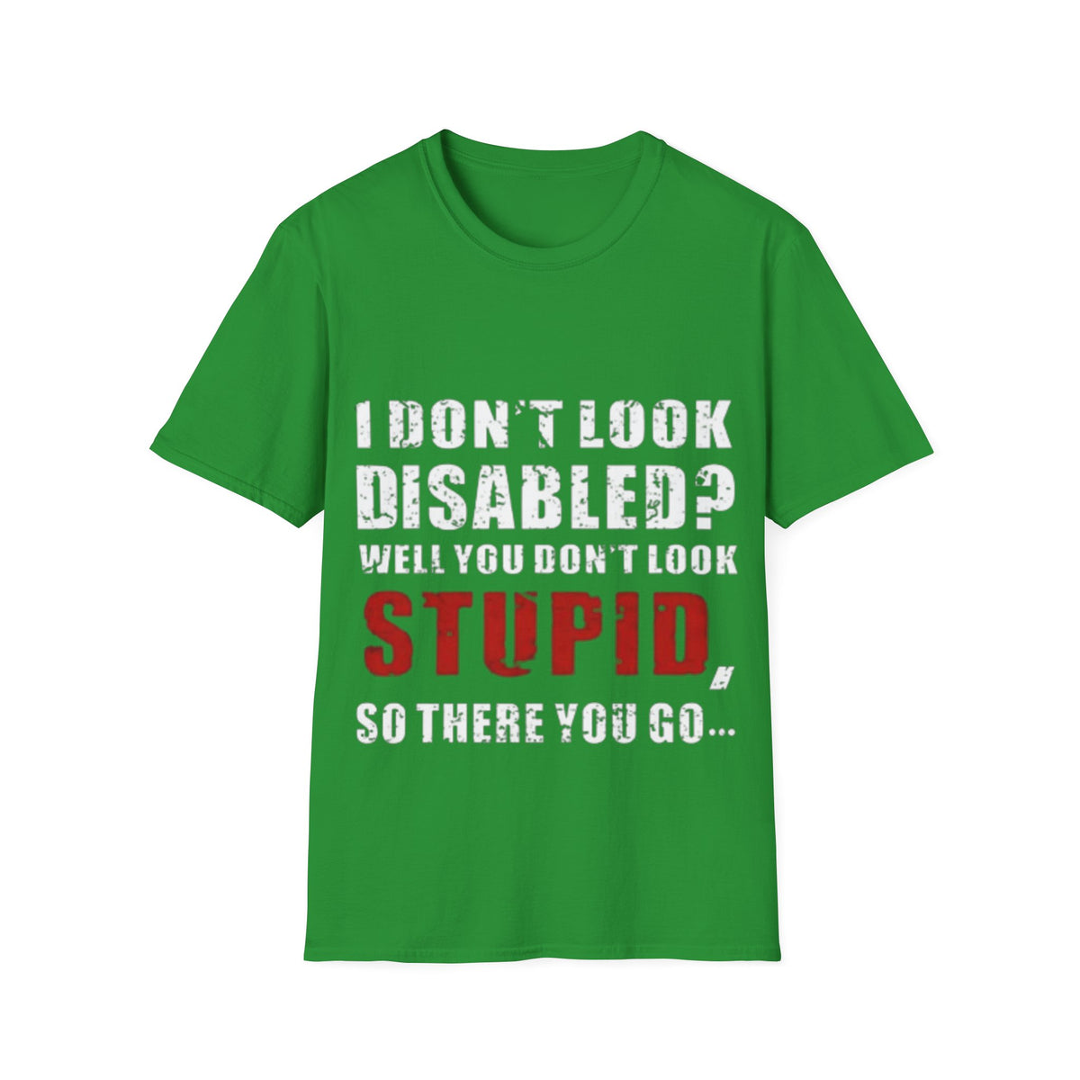 Adult T-Shirt — "Don't Look Disabled? Well You Don't Look Stupid So There You Go" Empowerment Tee