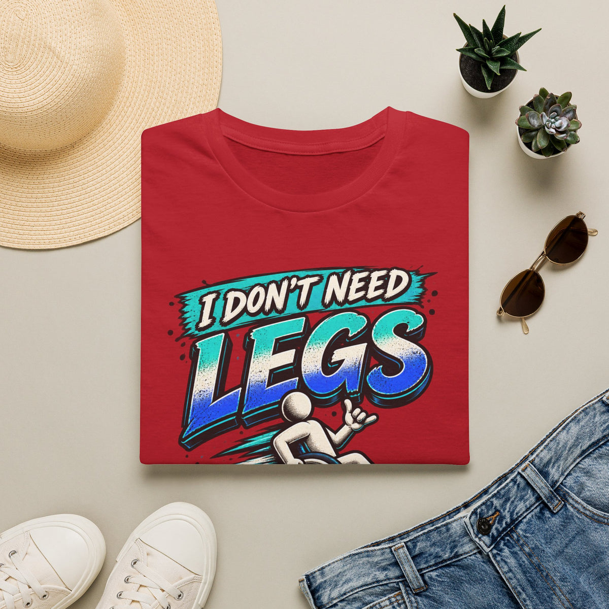 I Don't Need Legs to Kick Your Ass Adult T-Shirt — Funny Wheelchair Disability Pride Tee