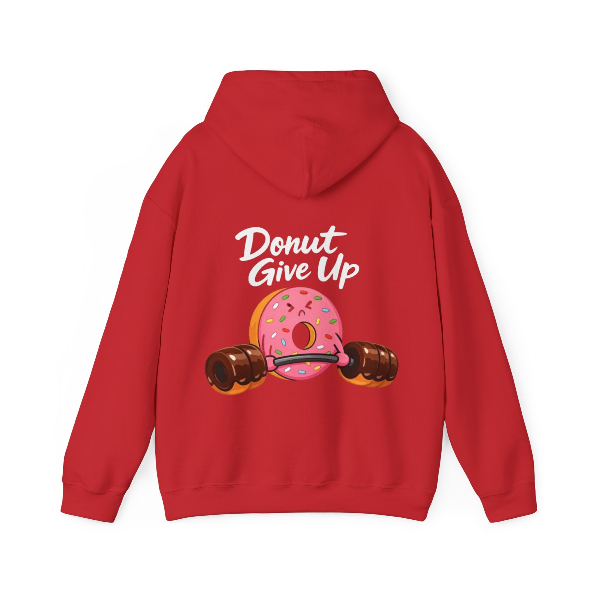 Donut Give Up Adult Hoodie — Funny Fitness Donut Graphic Sweatshirt
