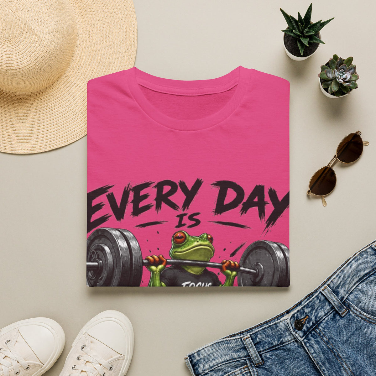 Weightlifting Frog Adult T‑Shirt — "Every Day Is Leg Day" Graphic Tee