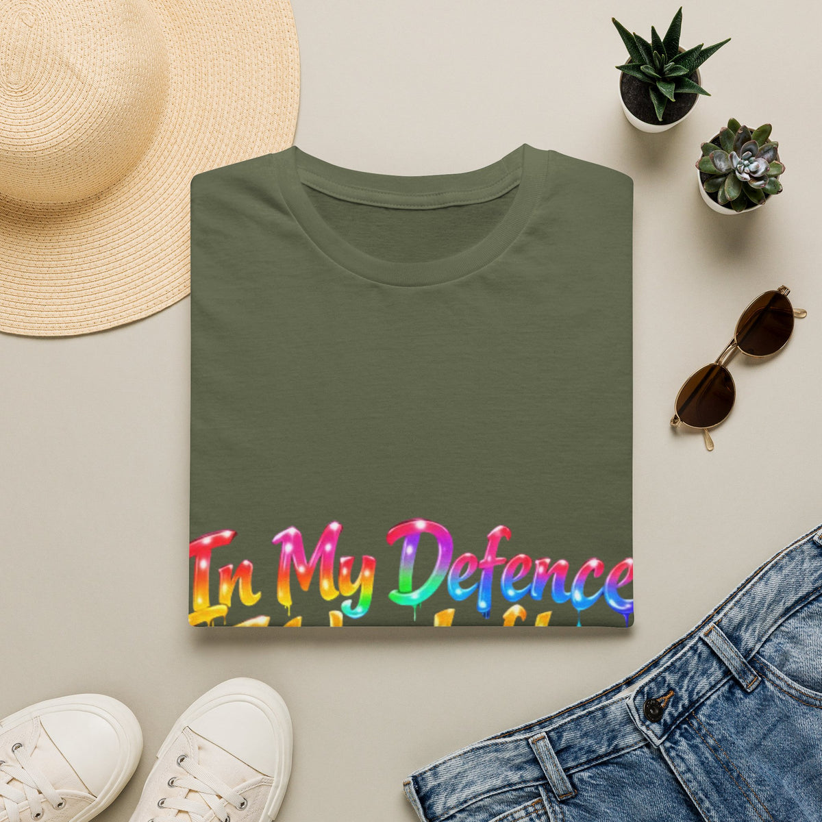 In My Defense I Was Left Unsupervised Adult T-Shirt – Funny Rainbow Casual Tee for Women & Men