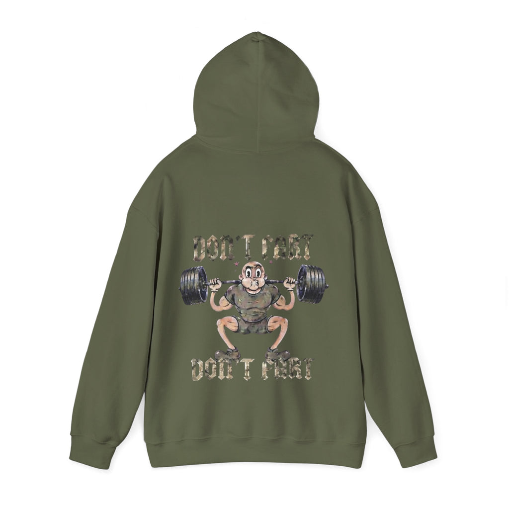 Funny Weightlifting Adult Hoodie — "Don't Fart" Gym Sweatshirt