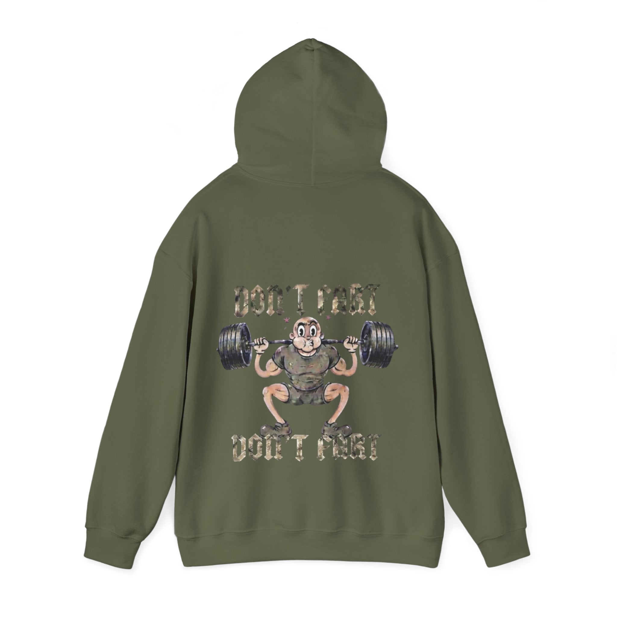 Funny Weightlifting Adult Hoodie — "Don't Fart" Gym Sweatshirt