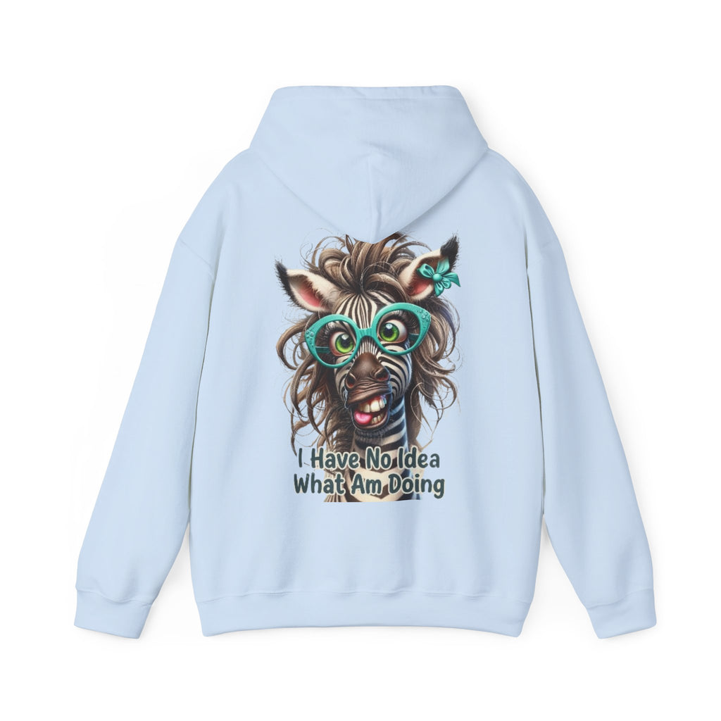 Funny Zebra Adult Hoodie — 'I Have No Idea What I Am Doing' Graphic Pullover