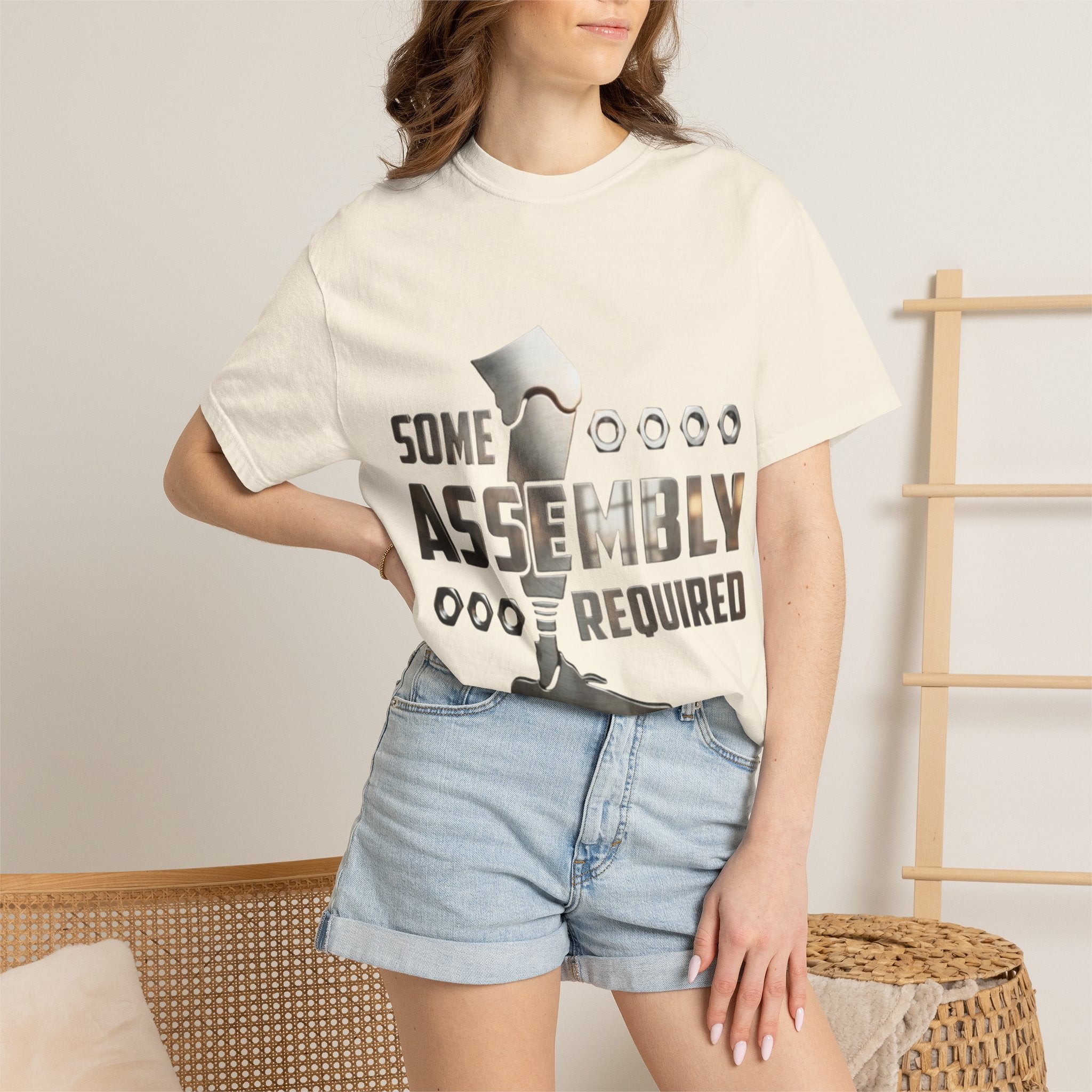 Some Assembly Required Adult T-Shirt — Funny DIY Carpenter Tee