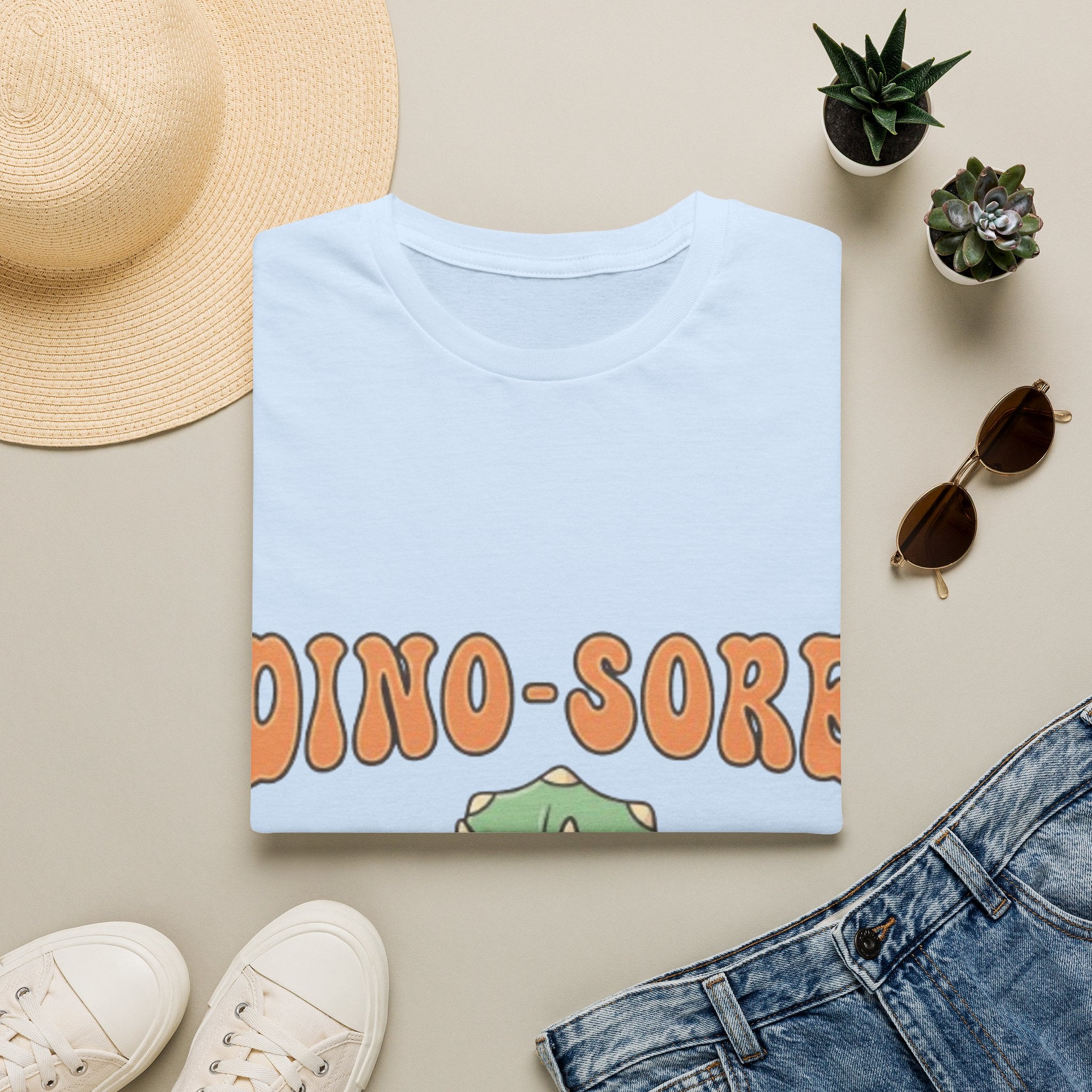 Dino-Sore Adult T-Shirt — Cute Workout Dinosaur Fitness Tee