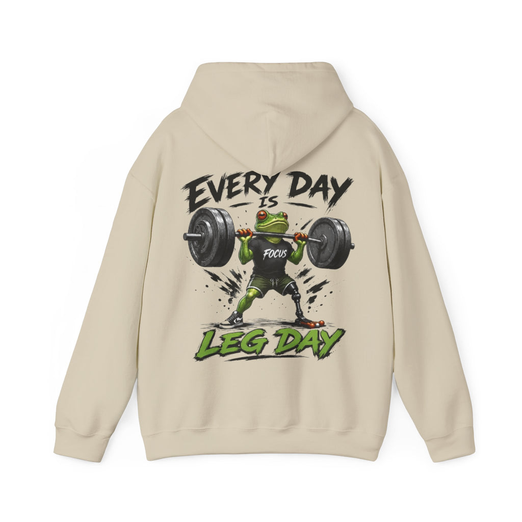 Adult Hoodie - "Every Day Is Leg Day" Frog Weightlifting Gym Hoodie