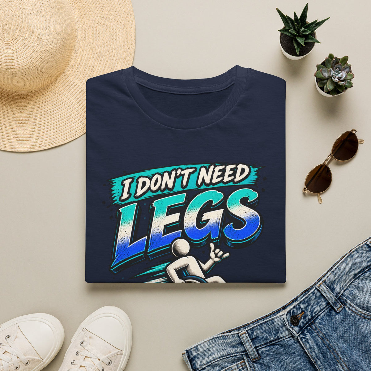I Don't Need Legs to Kick Your Ass Adult T-Shirt — Funny Wheelchair Disability Pride Tee