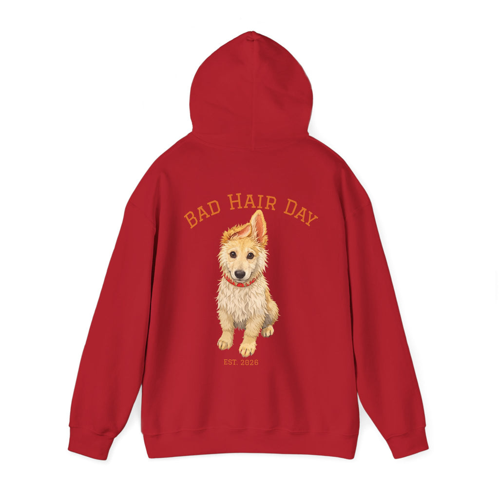 Bad Hair Day Puppy Adult Hoodie | Cute Dog Illustration Sweatshirt