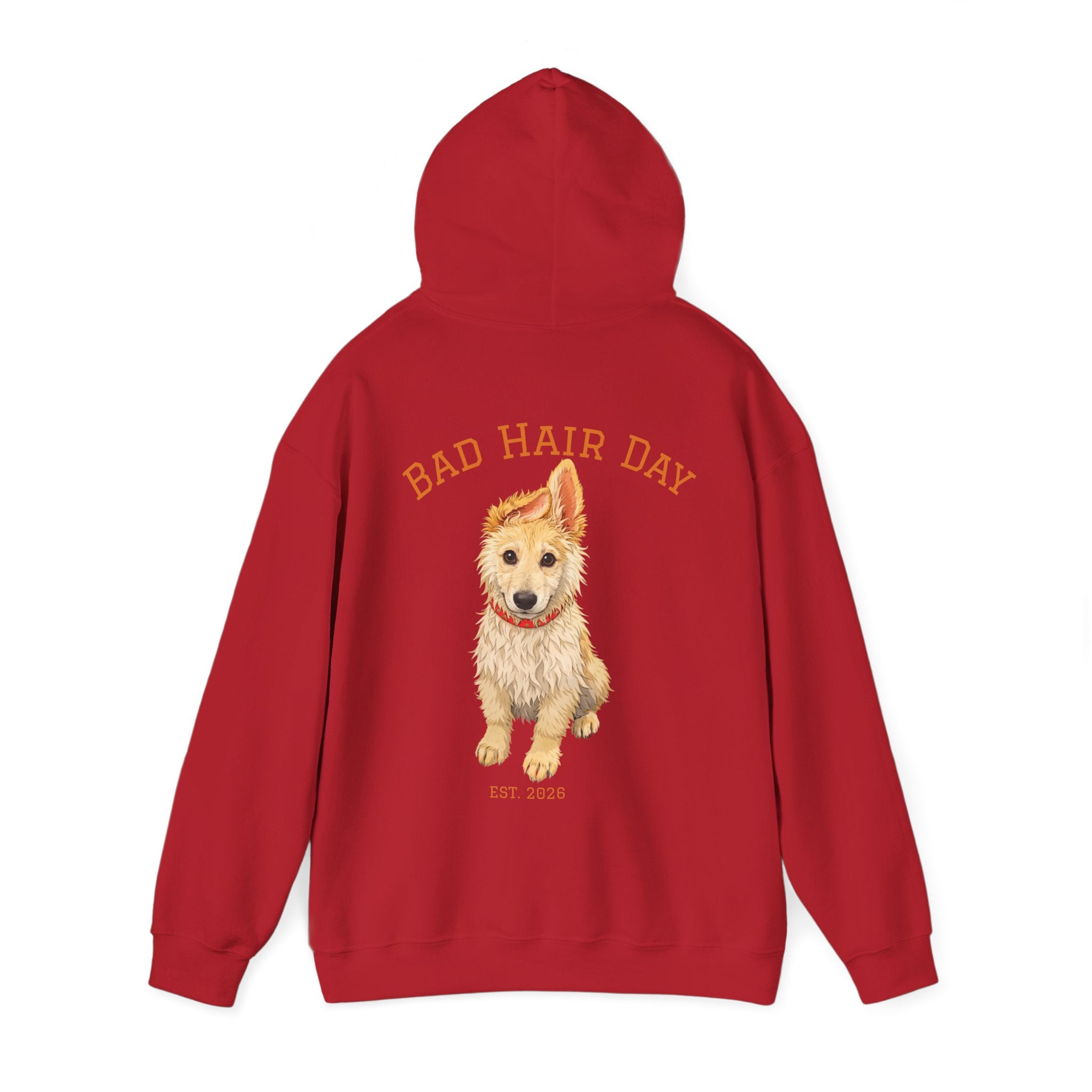 Bad Hair Day Puppy Adult Hoodie | Cute Dog Illustration Sweatshirt