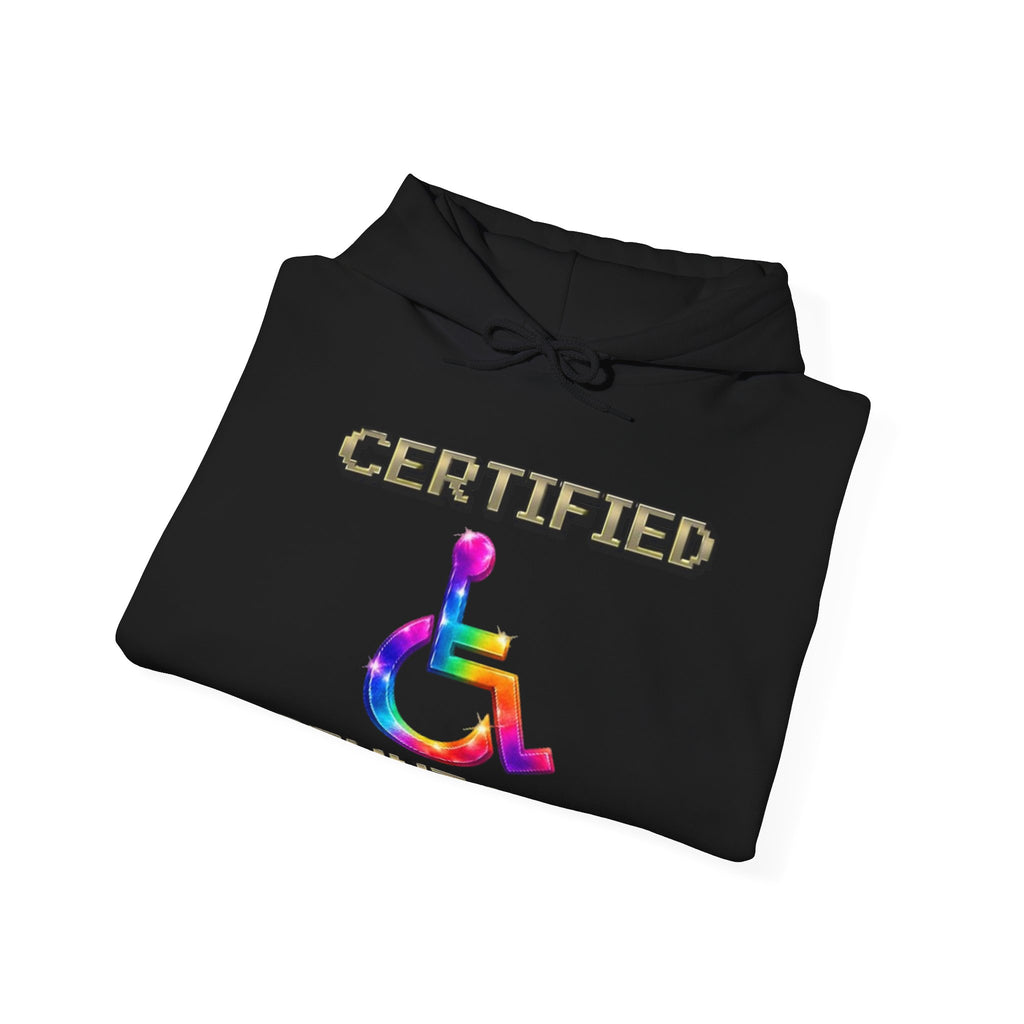 Adult Hoodie - "Certified Stunt Man" Rainbow Wheelchair Hoodie