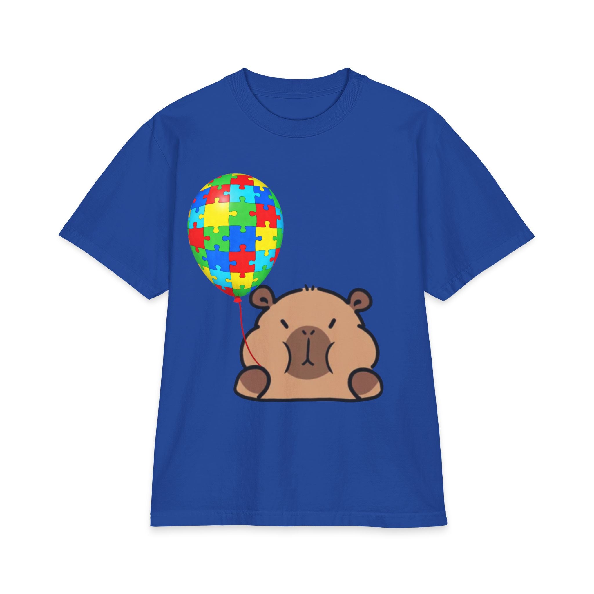 Bear with Puzzle Balloon Adult T-Shirt | Autism Awareness, Cute Cartoon Tee