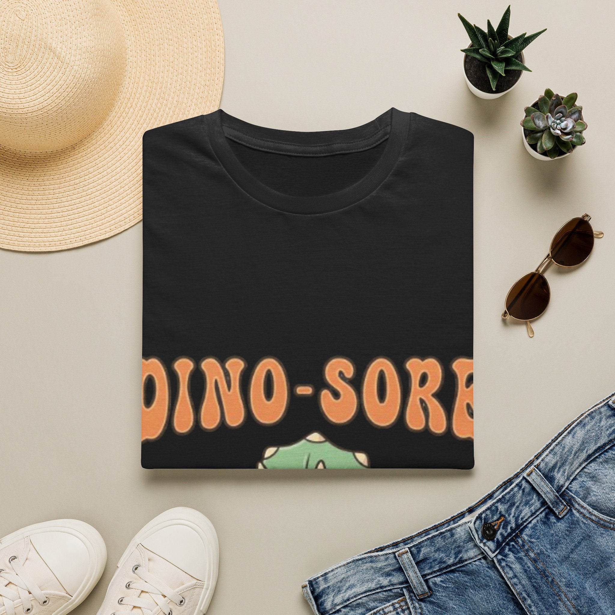 Dino-Sore Adult T-Shirt — Cute Workout Dinosaur Fitness Tee