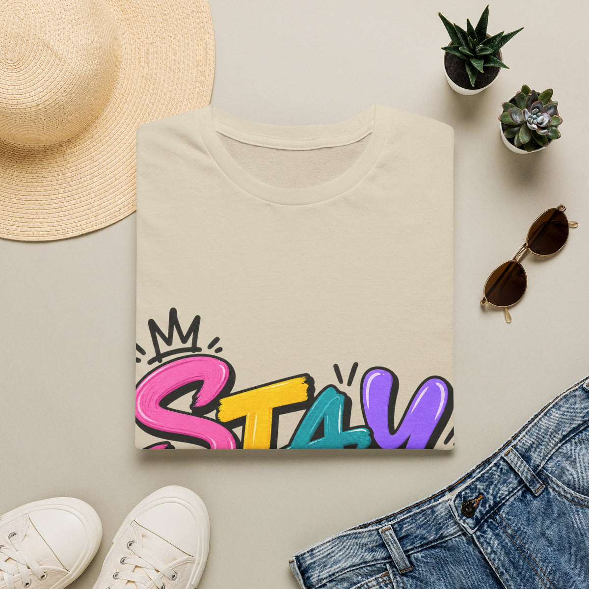 Stay Weird Adult T-Shirt — Colorful Graffiti Graphic Tee