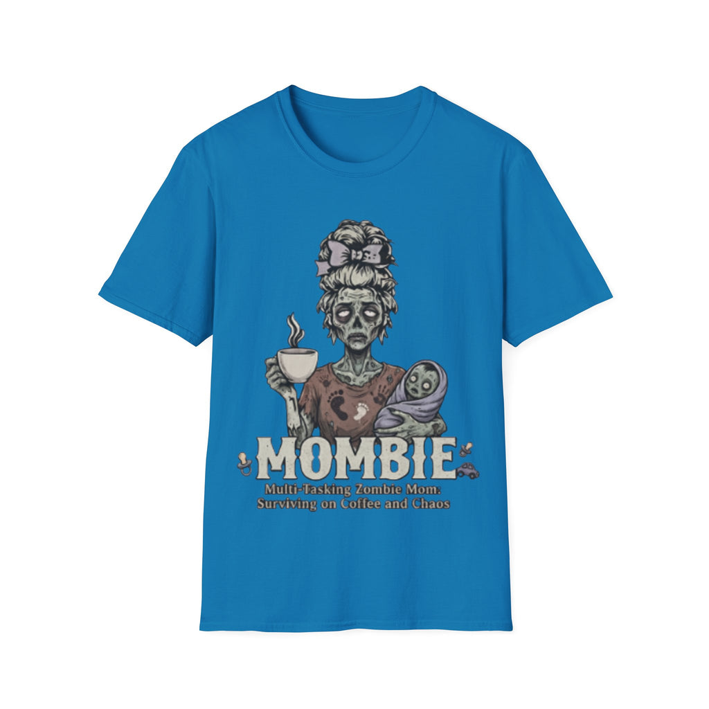 Mombie Adult T-Shirt – Funny Zombie Coffee Tee for Halloween & Horror Fans