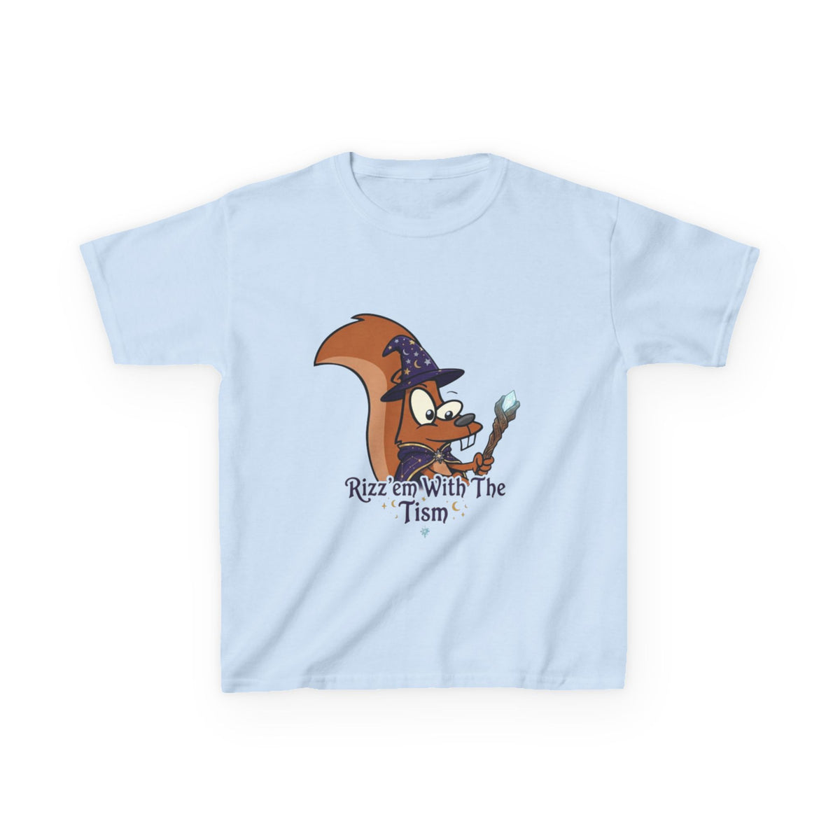 Wizard Fox kids Kids T‑Shirt — "Rizz em With The 'Tism" Cute Magical Tee