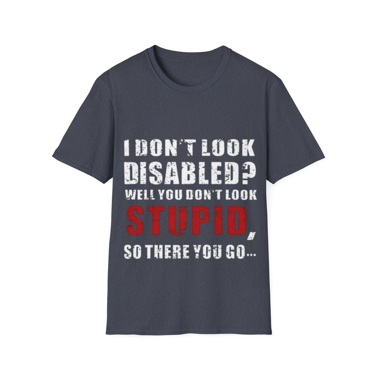 Adult T-Shirt — "Don't Look Disabled? Well You Don't Look Stupid So There You Go" Empowerment Tee