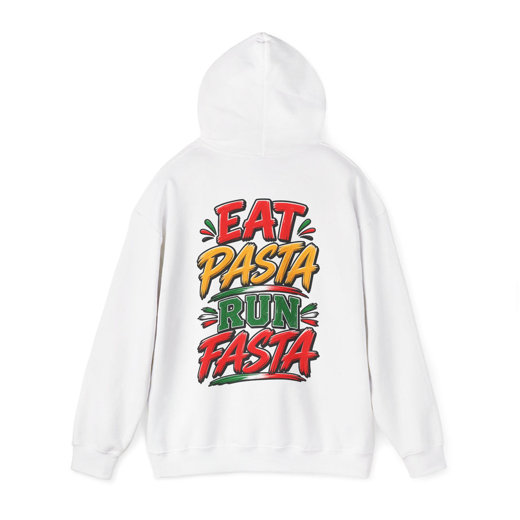 Adult Hoodie — "Eat Pasta Run Fasta" Graphic Pullover
