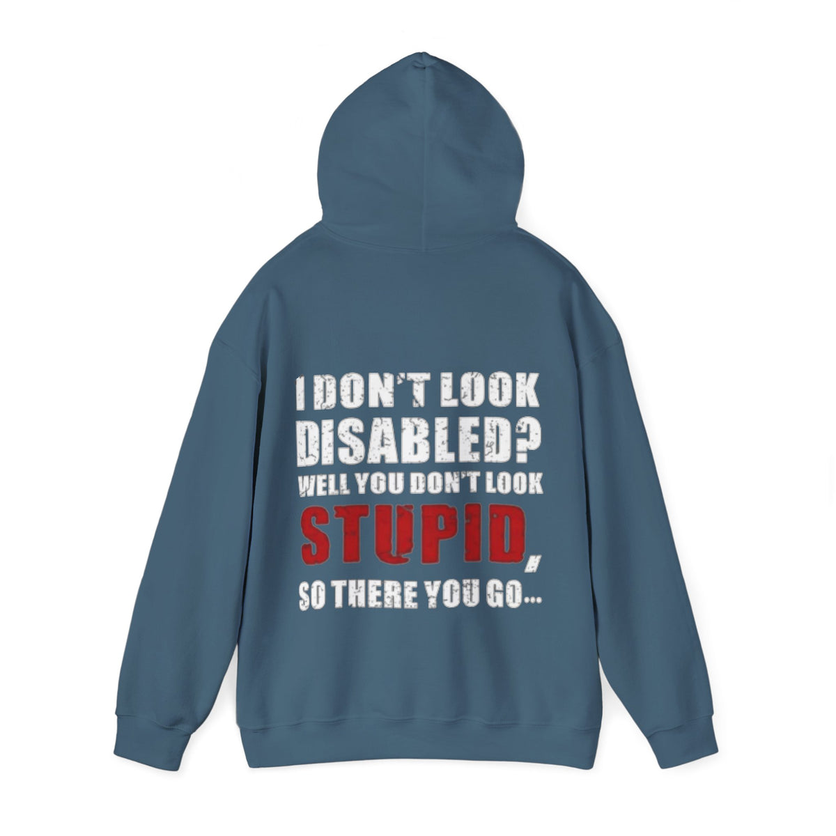 Adult Hoodie — “I Don’t Look Disabled? When You Don’t Look STUPID” Graphic Back Print