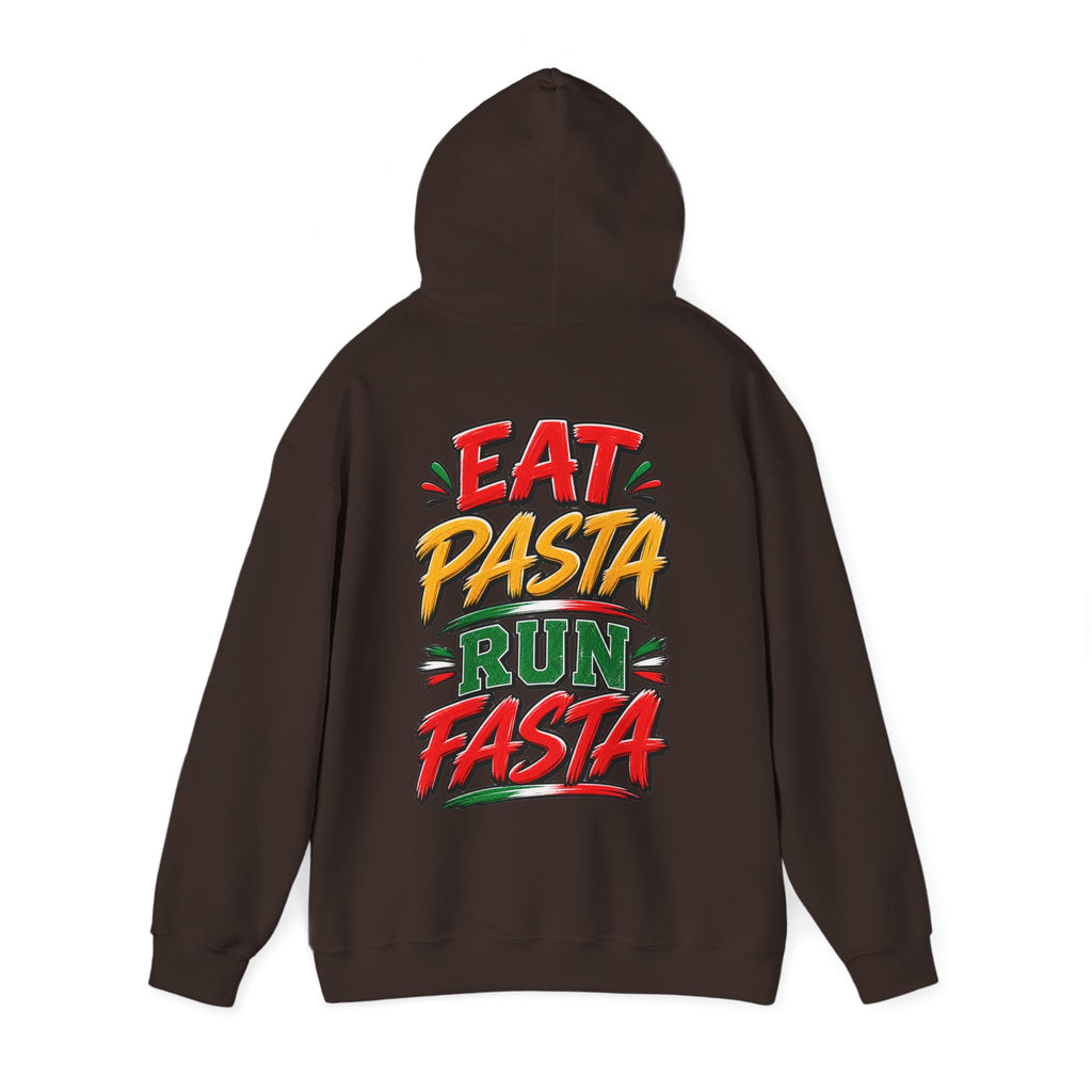 Adult Hoodie — "Eat Pasta Run Fasta" Graphic Pullover