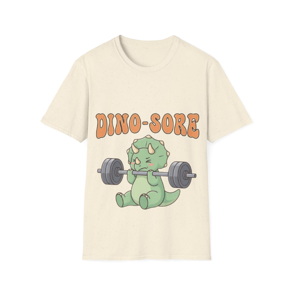 Dino-Sore Adult T-Shirt — Cute Workout Dinosaur Fitness Tee