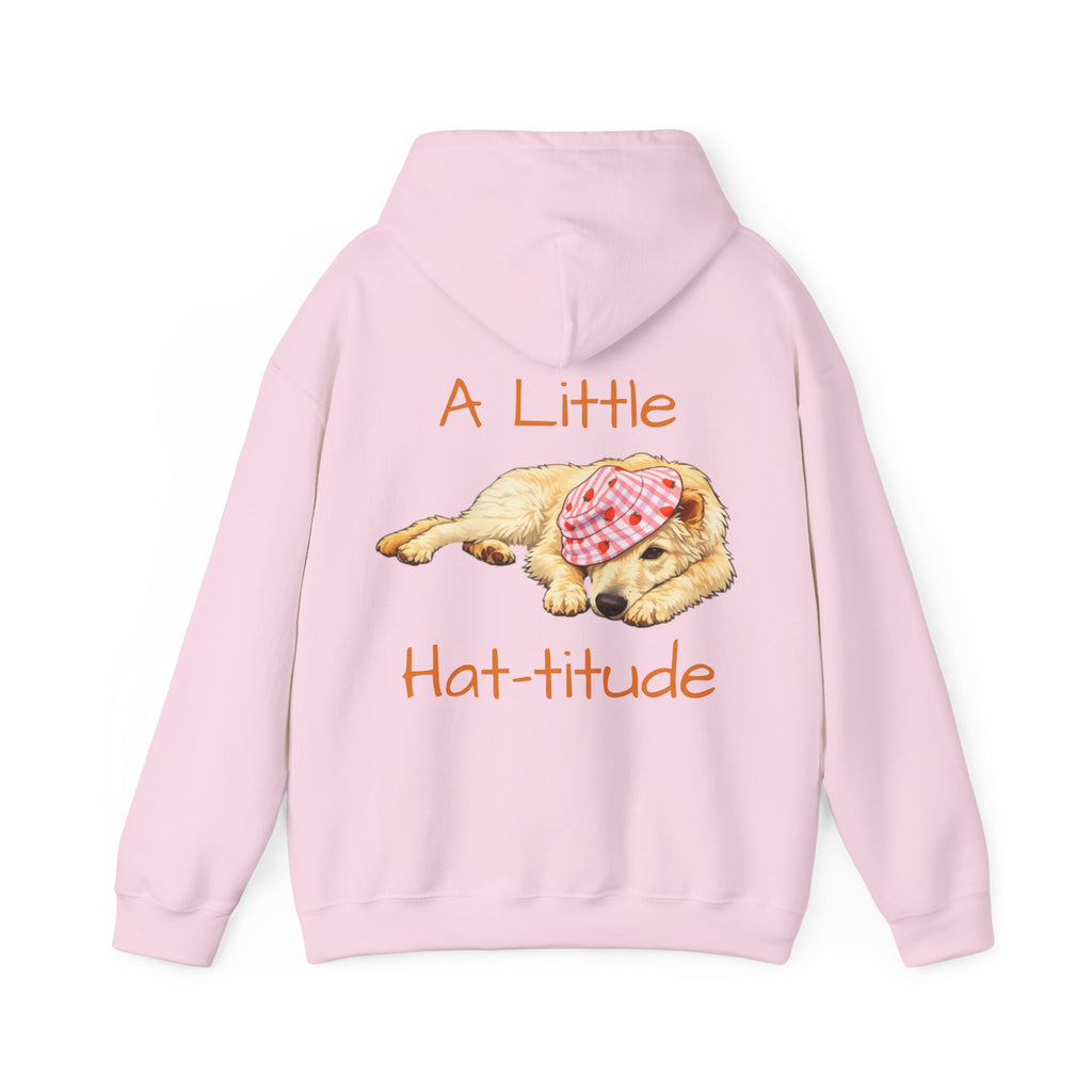 A Little Hat-Titude Puppy Illustration Adult Hoodie | Cute Dog Paw Chest Print